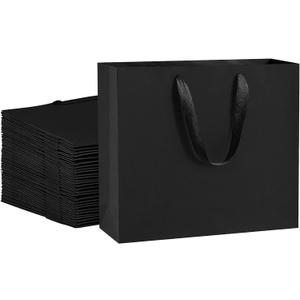 BagDream 12.5x4.5x11 25Pcs Gift Bags Heavy Duty Kraft Black Paper Bags with Handles, Sturdy Large Paper Gift Sacks for Shopping, Retail, Merchandise, Wedding Party Favor