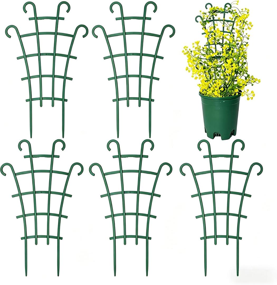 5 Pack Mini Stackable Trellis for Potted Plants, Small Plastic Climbing Plant Support Stakes, Indoor Outdoor DIY Garden Stand Frame for Hoya Pothos Vines Vegetables Flowers