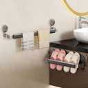 Suction Cup Towel Rack Wall-Mounted Towel Bar No Drilling Rustproof Holder Self Adhesive Hanger for Bathroom Kitchen RV Wall Shower Bath Clear White (16inch)