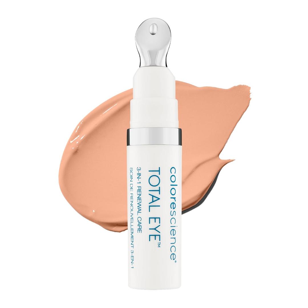 Colorescience Total Eye 3-in-1 Renewal Therapy SPF 35, Broad Spectrum UVA/UVB, Clinically Proven Color Correction & Brightening, Cooling Applicator for Puffiness