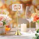 Skyygemm 12 Pcs Table Number Holders 8 Inch Place Card Holder with Alligator Clip Metal Table Card Holders Table Number Stands Table Sign Holders for Photos, Food Signs, Birthdays, Weddings (Gold)