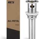 KES Bathroom Vessel Vanity Sink Pop Up Drain Stopper with Overflow for 1.6"-1.9" Sink Hole, All Metal Rustproof Brass and 304 Stainless Steel, Brushed Nickel, S2008A-BN