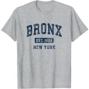 Bronx New York NY Vintage Athletic Sports Design T-Shirt (Gray, XL)
