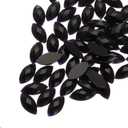 MECCANIXITY 50Pcs Acrylic Horse Eye Gems 7x15mm Flat Back Artificial Rhinestones for DIY Crafts Bead Wedding Party Face Painting Jewelry Making Black