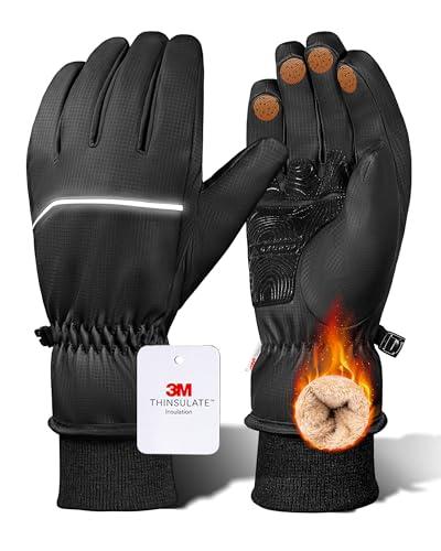 GXCROR Waterproof Winter Gloves for Men & Women, Touchscreen 3M Thinsulate Thermal Gloves for Skiing, Cycling, Snow Shoveling & Outdoor Work, Locked-in -20℉ Warmth, M