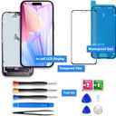 for iPhone 16e Screen Replacement 6.1 Inch, Diykitpl 3D Touch LCD Digitizer Screen for A3212, A3408, A3410, A3409 with Repair Tools Kit+Screen Protector+Waterproof Frame