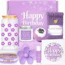 Birthday Gifts for Teen Girls, Women, Teenage Girl Birthday Gift Sets for Teen Girls Tween Gifts for Teenage Girl Cute Daisy Aesthetic Glass Cup Gift Basket for Teens, Women, Her, Sister, Friend (Purple)