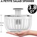 Ourokhome Salad Spinner Lettuce Dryer, One-handed Easy Press Large Vegetable Dryer Salad Mixer with Comfortable and Retractable Pusher and Brake Button for Greens, Herb, Berry, Fruits, 3.8 QT, Black