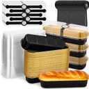 selizo 60 Pack 6.8oz Mini Loaf Baking Cake Pans with Lids, Rectangle Disposable Aluminum Foil Loaf Baking Pans, Small Baking Cake Tins Cup Cake Containers for Individual Cakes (Black)