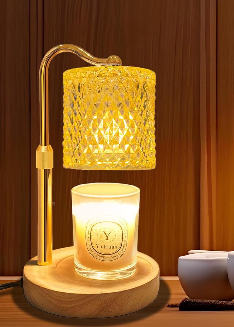 Candle Warmer Lamp with Timer Dimmer Adjustable Height, Birthday Gifts for Women, Candle Warmer for Jar Candles House Warming Gifts New Home Decor (Gold)