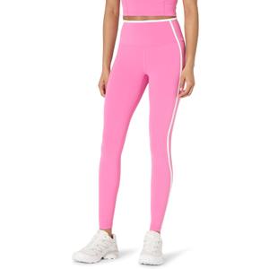 Amazon Essentials Women's Active FormFlex Buttery Soft High Waist 27.5" Inseam Full Length Yoga Leggings with Contrast Trim (Flamingo Pink/White)