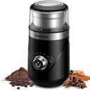 SHARDOR Electric Super Silent Blade Coffee Grinder, Timed Grind Control Rotary Knob, Adjustable Coarse to Fine for Coffee Beans, Spices & Herbs, with 1 Removable Stainless Steel Bowl, Black