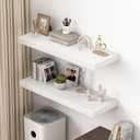 Dreamland 40" Floating Shelves for Wall, 12" Deep Thicker White Floating Shelves, Wall-Mounted Shelves for Bedroom, Living Room, Kitchen, Bathroom - Set of 2