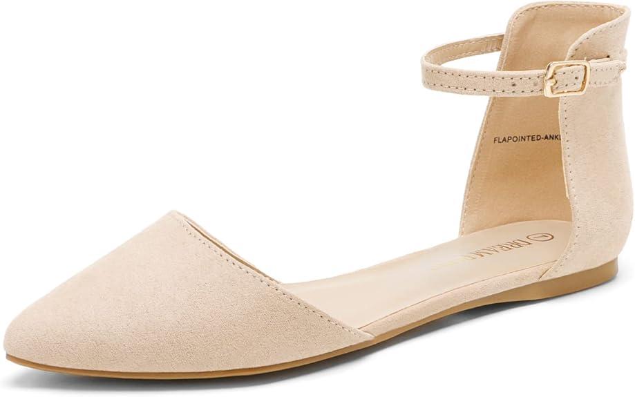 DREAM PAIRS Flapointed Women's Casual D'Orsay Pointed Plain Ballet Comfort Soft Slip On Flats Shoes, Size 8