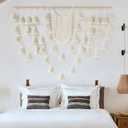 Jakalin Macrame Wall Hanging Boho Tassel Garland 57"x39" | Handmade Cotton Rope Wall Decor for Living Room, Bedroom, Nursery | Large Macrame Banner for Wedding Backdrop, Home Decoration