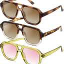 livho Trendy Polarized Square Aviator Sunglasses Women Men Square Eyewear Frame, Retro Sun Glasses for Women Men 2025 Shades (Pink/Light Brown+tortoise Gradient Brown/Brown +Dark Green/Gradient Pink)