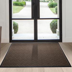 Front Door Mat Indoor Outdoor Entrance, Welcome Mat for Entryway, Stain and Fade Resistant, Heavy Duty Absorbent Door Mat, Non Slip Door Mats Outdoor, Entry Doormat, 47x32 Inch, Brown (Coffee)