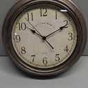 Bernhard Products Vintage Wall Clock Silent Non Ticking - 12 Inch Quality Quartz Battery Operated Decorative Brown Clock for Home Kitchen Living/Dining Room Office Decor, Easy to Read, Rustic Bronze