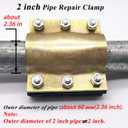 Water Pipe Repair Clamp,OD of The Applied Pipe is about 2.37 inch,Leak Sealer for Pipes and Plumbing,Length 4.72 inch,Suitable for PE/PPR/Steel/Iron Pipe,Bronze