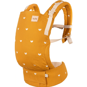 Baby Tula Cotton FreetoGrow Baby Carrier  Adjustable, Comfortable, Newborn to Toddler Carrier  Ergonomic Fit for 7lbs to 45lbs  Back & Front Carry Options  Play (Yellow/Hearts)