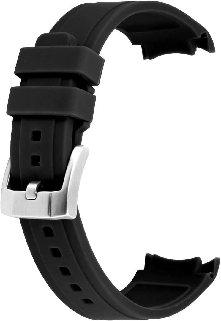 YISIWERA 22mm Rubber Watch Band Premium Crafter Silicone Universal Curved Ends Watch Strap Bracelet Brushed Stainless Steel Pin Buckle For Men Women (Black)
