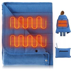 Portable USB Heated Blanket, 3 Heat Settings USB Heated Blanket Throw 3Hrs Auto Off 5V/2A,54"x38"Overheat Protection Portable Electric Blanket Wrap Machine Washable(Battery Pack Not Included)