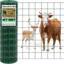 Gisafai 16 Gauge Galvanized Welded Wire Fence 4 ft x 100 ft PVC Coated Hardware Cloth, 2.36" x 2.36" Mesh, Heavy Duty Garden Fencing Roll for Chicken, Dog Yard, Deer Cattle & Animal Protection(Green)