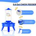 Chick Feeder and Waterer Set with 3 Adjustable Height, Scoop, 0.4Gal Top Fill Chick Feeder and 0.4Gal Waterer Anti-Drown for Raising Chicks in Brooder Blue