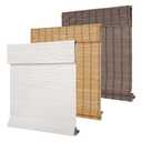 SEEYE Cordless Bamboo Blinds Shades, Light Filtering Bamboo Roller Shades Natural Roman Blind Shade, Roll Up Blind for Windows, Easy to Install for Door, Bedroom, 38" W x 64" H, White