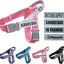 Service Dog Vest, No-Pull Service Dog Harness with 4 PCS Reflective Patches, Dog Vest Harness with Handle, Pet Harness for Small Medium Large Dogs in Training (Pink, XS) (X-Small (Chest: 17-21"))