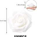 IPOPU 100 Pcs Artificial Rose Flower Heads Real Looking White Foam Fake Roses for DIY Wedding Baby Shower Centerpieces Arrangements Party Tables Home Decorations (White 1, Stemless)