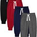 HXP 4 Pack Toddler Boys Sweatpants Pure Cotton Toddler Sweatpants Boys Kids Joggers Pants with Pocket Drawstring 4T