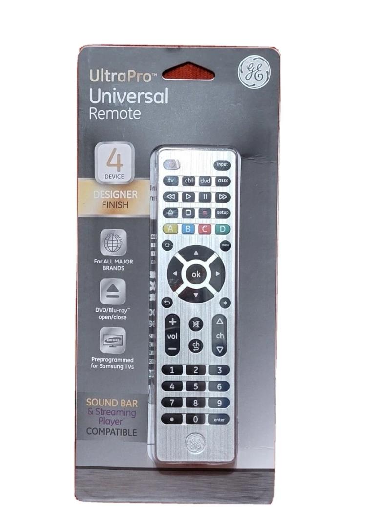 GE 4-Device Universal TV Remote Control in Brushed Silver