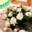 Suncalla 12 Pcs Baseball Rose with Leaves Bulk Artificial Fake White Roses Decor Sports Flower Gifts for Table Centerpieces Graduation Wedding Gift Sports Theme Rose Bouquet Party Favors