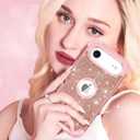 LONTECT for iPhone Air Case Glitter Sparkly Bling 3 in 1 Shockproof Heavy Duty Hybrid Sturdy High Impact Protective Cover Case for Apple iPhone 17 Air 6.5 inch 2025,Rose Gold