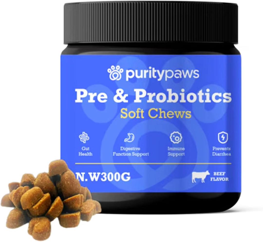 Probiotics for Dogs  Digestive & Immune Support Chews with Probiotics  Natural Gut Health Supplement for Diarrhea, Gas & Allergies (120 Count)