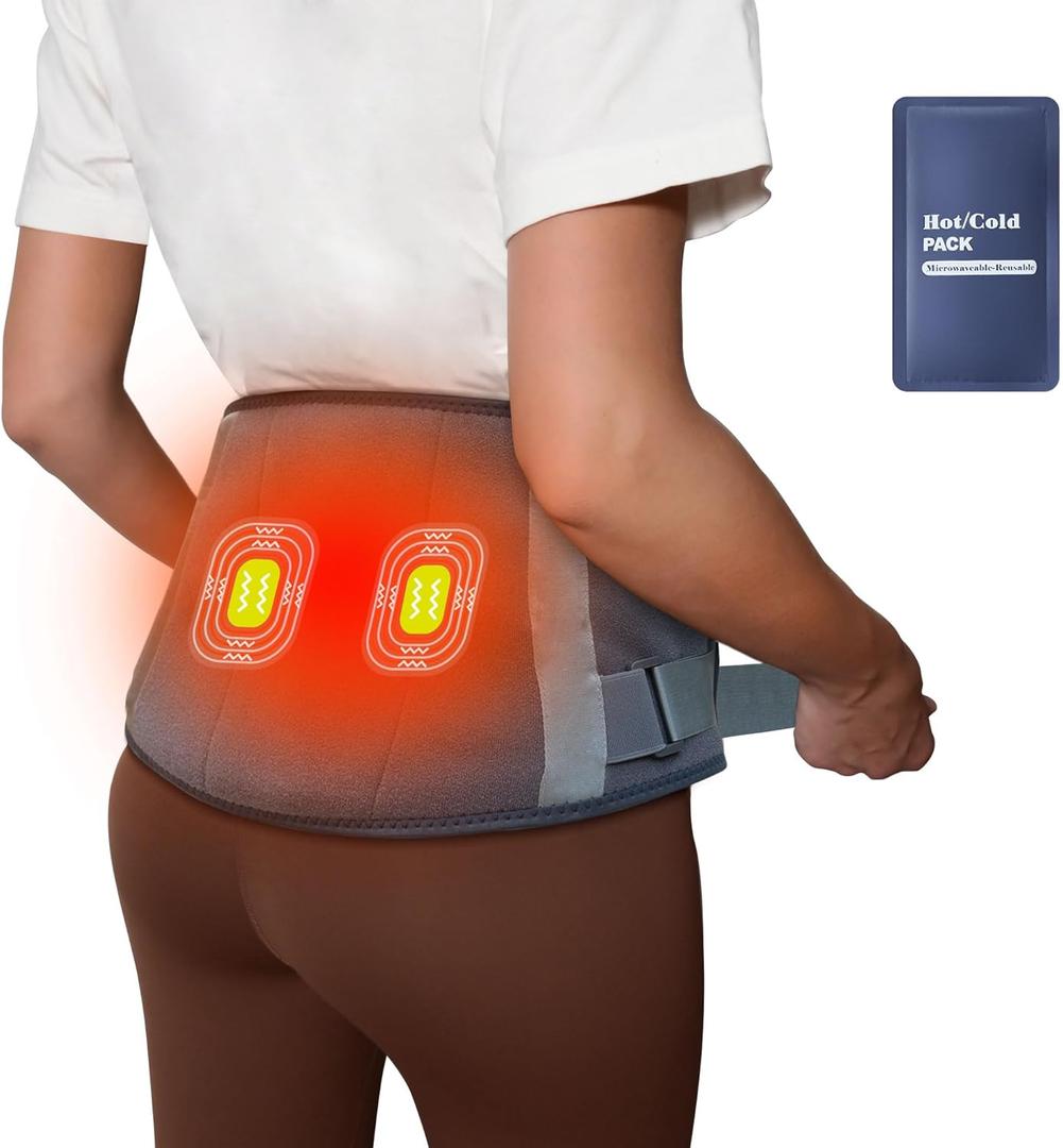 Mynt Cordless Heating Pad for Back with Hot and Cold Pack, 66" Heated Waist Belt Lower Back Massager Heating Pad for Back Pain Relief for Men Women Gray