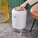 Bedroom Trash Can with Lid,3 Gallon / 11L Garbage Can with Pop-Up Lid, Small Trash Cans Plastic Waste Basket with Removable Legs for Bathroom, Kitchen, Bedroom, Office, White