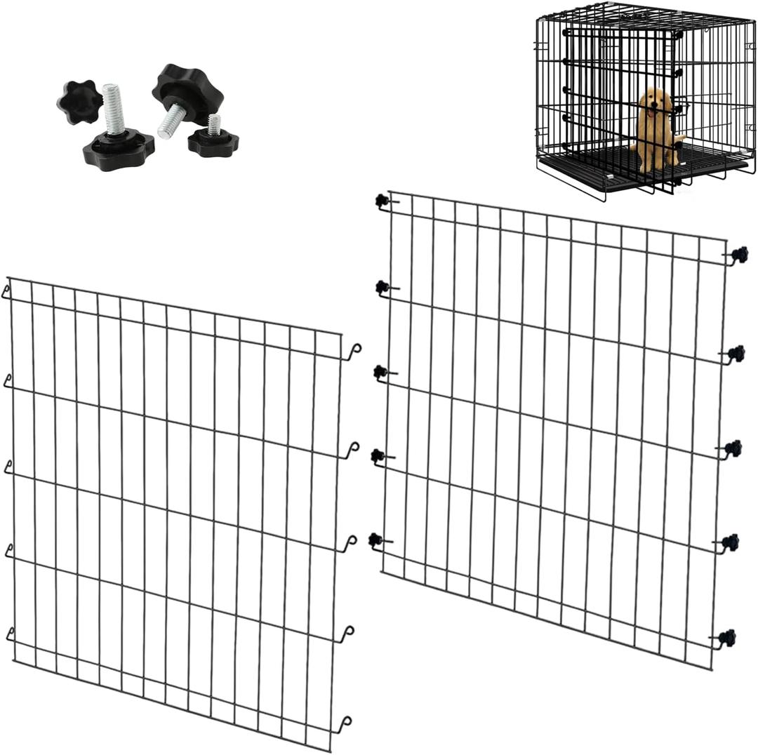 2-Pack Adjustable Metal Dog Crate Divider Panels - Multi-Dog Separation, Black Pet Cage Partition, Easy Install Non-Scratch Design for 36" Medium Crates (22.24" W x 22.63" H)