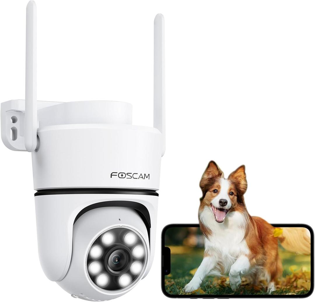 Foscam PD5 3K Security Cameras Wireless Outdoor, 2.4G/5G WIFI Camera for Home Security, Auto Tracking 20X Zoom, AI Motion Detection, 2-Way Audio, 360 PTZ, 66ft Color Night Vision IP65 Work with Alexa