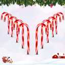 VCOKEN 10'' Christmas Candy Cane Pathway Markers Lights - Set of 10 Christmas Stakes Lights Outdoor Pathway Decorations, Connectable & Light Up Xmas Holiday Party Yard Art Indoor Outdoor Ornament (Red)