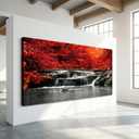 HUADAOART Large Red Waterfall Canvas Wall Art Flat Print Waterproof Fade-Resistant on Framed Canvas, Modern Landscape for Living Room Bedroom 30 x 58 Inch 1PCS