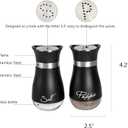 2 PCS - Stainless Steel and Glass Salt and Pepper Shaker Sets with Holder (BLACK)