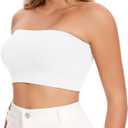 JOYSHAPER Strapless Bra for Women Tops Bandeau Wireless Comfy Tube Top Daily Bra (Medium, White)