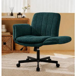 Criss Cross Office Chair with Wheels and Arms, Vanity Chair with Back, Comfy Swivel Cross Legged Office Chairs for Ultimate Comfort and Support, Unique Multifunctional Stylish Arms Mint Green, 23"D x 28.5"W x 34.5"H
