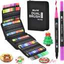 120 ColorsAdult Coloring Book Markers No Bleed  Dual Felt Tip (Fine & Brush) Art Markers for Teens/Kids  Gel Acrylic Paint Pens Set for Sketching, Drawing, Rock Painting, Journaling, Non Bleeding.