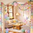 Gleebixi Pastel Birthday Party Decorations Kit with 492ft Crepe Paper Streamers, 300 Sheets Paper Chain Strips, 78.6ft Gold Star Garland and 30Pcs 12" Pastel Balloons for Hanging Decor