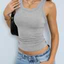 EasyGala Womens Cotton Ribbed Crew Neck Tank Tops Basic Sleeveless Fitted Racerback Shirts Summer Casual Outfits Clothes (Gray, S)