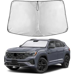 Autovir Windshield Sun Shade Fit for 2018-2024 2025 2026 Volkswagen Atlas Sunshade, Front Car Window Shades Sun Visor, Blocks UV Rays & Heat, Car Accessories