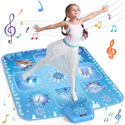GirlsHome Dance Mat - Frozen Toys for Girls Electronic Dance Pad with 5 Game Modes, Built-in Music, Touch Sensitive Light Up LED Kids Musical Mat, 2026 New Birthday Gift for Girls 3-12